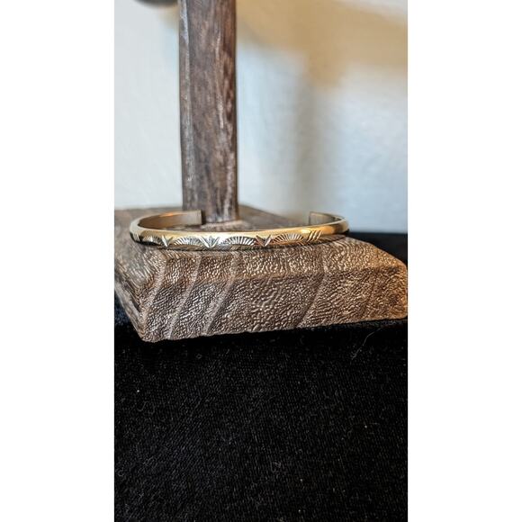 Vintage Sterling Silver Ornate Native American Navajo Cuff Bracelet Marked M - Picture 8 of 8